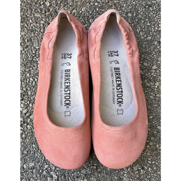 Birkenstock Coral Suede Ballet Shoes Slip On Flats Round Toe Birks Size 37 6 6.5 - Picture 2 of 10
